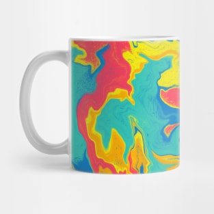 Shades of Bright Pastel Yellow Pink Green Blue Aesthetic Marble Pattern Mug